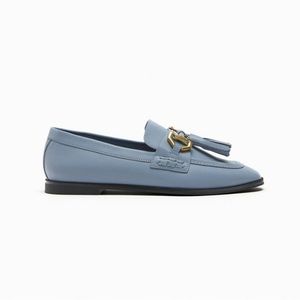 NWT. Zara Blue Tassels Flat Loafers. Size 6,5.